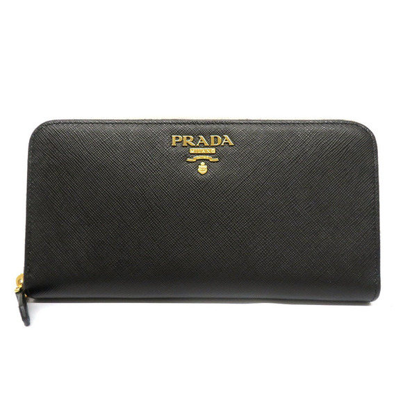 Prada Wallet Nero Black Zip Leather Un - Picture 1 of 6